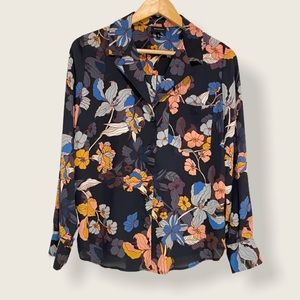 Who what wear navy multicolor floral blouse size M